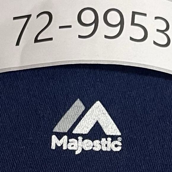 New York Yankees T Shirt Mens Large Slim Fit Navy Majestic MLB Baseball Team Tee - Picture 8 of 8